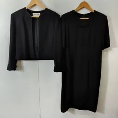 pierre cardin ピエールカルダン ブラックフォーマル アンサンブル ノーカラー ジャケット ワンピース 肩パッド 喪服 冠婚葬祭 ブラック 9 B428