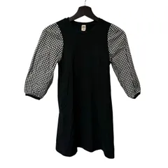 C450 branshes ギンガムチェック袖切替ワンピース 130cm ネイビー