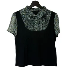 C450 St.VERI セントベリー ドッキング カットソー 花柄 襟付き 9号 花柄ブラウス ブラック