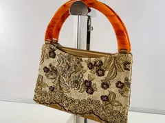 ★美品 Yukiko Hanai ユキコハナイ 花井幸子 ビーズ刺繍 ハンドバッグ ゴールド 和装バック パーティバック 中古品 管理2M251