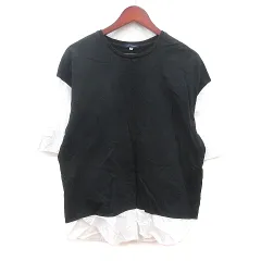 アーバンリサーチ URBAN RESEARCH カットソー クルーネック 七分袖 切替 40 L 黒 ブラック /MN