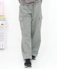 Bee【♪クーポン利用で20％OFF♪】カーゴパンツ◇杢グレー×カーゴ◇子供服 キッズ 女の子 男の子 無地 シンプル 100 110 120 130 140 150