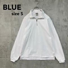 美品 BLUE ブルー ハーフジップ プルオーバー カットソー ホワイト 綿100% コットン100% ロングスリーブ Tシャツ カジュアル ストリート インナー 重ね着 BL130803A-00 Sサイズ  ★ ■◇