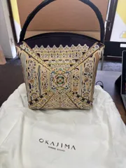 岡重　利休バック　紺/白基調バック