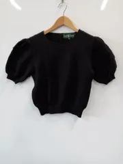 ピ506●RalphLauren●ラルフローレン●ニット●セーター●半袖●パフスリーブ●プルオーバー●レディース●size M●黒