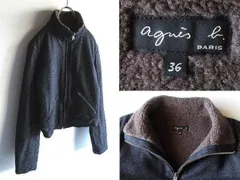 コレクション使用同型 agnes b. アニエスベー 2019AW 裏ボア コットンウール ジップジャケット ブルゾン 36 インディゴ 紺 ブルガリア製