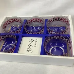 HOYA   クリスタル　冷茶碗5客セット　カットデザイン　T301