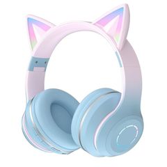 極美品 YOWU】猫耳ヘッドホン ワイヤレス 第3世代 LED 水色 マイク