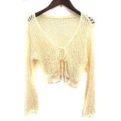 ヘザー Heather カーディガン ニット 長袖 ショート丈 F 黄色 イエロー /RT