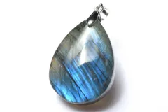 【１点物】シルバー925◇ブルーシラー ラブラドライト　26x18mm　ドロップ ペンダントトップ パワーストーン 天然石 _PC9617