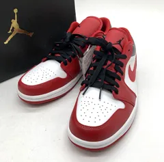 Nike ナイキ スニーカー Air Jordan 1 Low White 553558-163 美品 エアジョーダン1 ロー 27cm ホワイト ジムレッド ブラック 靴 B15852◆