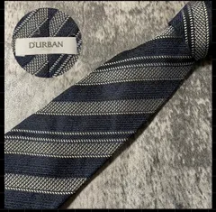 DURBAN ダーバン ネイビー ストライプ シルク ネクタイ[MSE186]