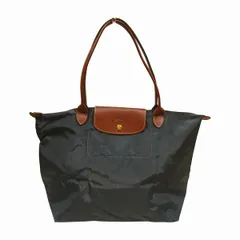ロンシャン　ル・プリアージュ　Mサイズ　ダークグリーン×ブラウン　バッグ　トートバッグ　レディース