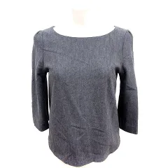 アナイ ANAYI ニット カットソー Uネック 七分袖 ウール 38 M グレー /RT