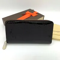 【お値下げしました！】LOUIS VUITTON ルイ・ヴィトン M93522 ジッピーウォレット ラウンドファスナー 長財布 ブラウン ヴェルニ レディース メンズ ファッション プレゼント USED