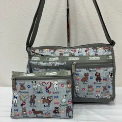 9718　LeSportsac　レスポートサック　ショルダーバッグ　ポーチ　レディース　軽量　カジュアル　シンプル　グレー　水色　ライトブルー　イヌ　ドッグ　犬　いぬ　DOG
