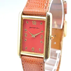 PERSON'S パーソンズ V301-5A00 スクエア 四角 Quartz クォーツ Watch ウォッチ 腕時計 Men's メンズ　男性 レッド 赤文字盤 新品バッテリー 稼働品