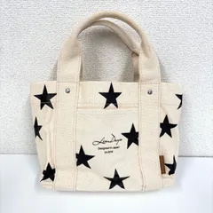 【102-a】星柄　キャンバス生地　トートバッグ　3仕切り　ミニバッグ
