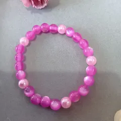 ハンドメイドビーズブレスレット／ピンク×パープル／17cm／レディース