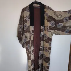 レトロ大正ロマン男性用長襦袢小銭モチーフアンティーク