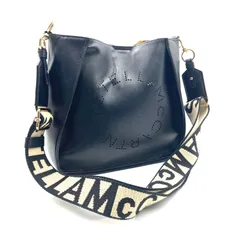 ■極美品■STELLA McCARTNEY ステラマッカートニー　サークルロゴパンチング　ショルダーバッグ　クロスボディ　斜めがけ　アルターナッパレザー(合皮) ブラック　ゴールド金具　ロゴショルダーストラップ　イタリア製　タグあり　レディース