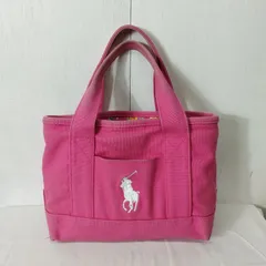 POLO RALPH LAUREN ポロ ラルフローレ キャンバス トート ハンド バッグ School Tote 裏地 花柄 ピンク系 B434