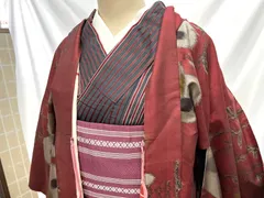 長羽織　アンティーク着物　美品　正絹　銘仙