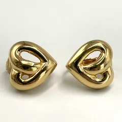 【柔らかな曲線が魅せる、ディオールらしい存在感】Christian Dior クリスチャンディオール ハート イヤリング ゴールド 金メッキ ブランドアクセサリー ディオールイヤリング 当店基準真贋確認済