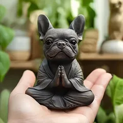 瞑想するフレンチブルドッグ ブラック 可愛い フレンチブルドッグ 置物 インテリア 雑貨 レジン製 手のひらサイズ コンパクト 犬 プレゼント 贈り物