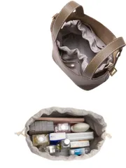 巾着 薄型 ミニ ポケット付き 横 a4 バッグインバッグ ポケット大きい大容量 バッグインバッグ バケツバッグ適用 トートバッグ 小物整理 軽量 収納バック バックいんバック (L) ポーチ インナーバッグ