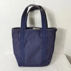 90s L.L.Bean エルエルビーン BOAT AND TOTE BAG ボートアンドトート キャンバス バッグ ハンド 無地 シンプル ビーンバッグ USA製 VINTAGE コットン ネイビー B435
