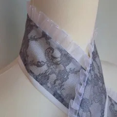 NO.273　着物 おしゃれ着こなし　伊達襟　伊達衿　重ね衿　4WAY　成人式　前撮り　振袖　卒業式　袴　白・シルバー・白　フリル