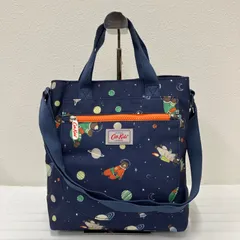 9677　Cath Kidston　キャスキッドソン　2way　ショルダーバッグ　ハンドバッグ　ネイビー　紺　宇宙　ギャラクシー　宇宙飛行士　惑星　レディース　キッズ　軽量　カジュアル　シンプル　総柄　クマ