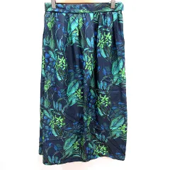 イネド INED スカート フレア ロング 総柄 9 紺 ネイビー /RT