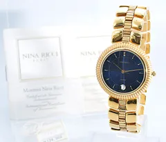 NINA RICCI ニナリッチ H952 Quartz クォーツ Watch 腕時計 ネイビー文字盤 Ladies レディース 女性 保証書,説明書付き 稼働品のサムネイル