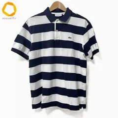 #snc ラコステ LACOSTE ポロシャツ 5 白 紺 半袖 ボーダー メンズ [966692]