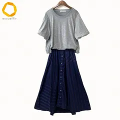 #snc アズノウアズ AS KNOW AS ANY WEAR ワンピース グレー 紺 赤系 半袖 切替 ロング ドッキング ストライプ レディース [987331]