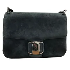 サルヴァトーレ・フェラガモ Salvatore Ferragamo ヴァラ セミショルダー バッグ 217643 ブラック×SV金具 スウェード レディース ショルダーバッグ