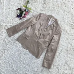 フォロワー限定お得なクーポン配布中！ 『Aylesbury』アリスバーリー　テーラードジャケット　長袖　シングルブレスト　1つボタン　フラップポケット　裏地付　綿　コットン　ベージュ(M)