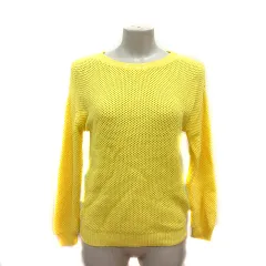 ロペ ROPE ニット セーター 透かし編み 長袖 M 黄 イエロー /MS ●RY