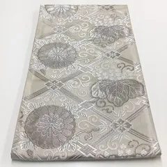 ［7006］袋帯 花菱繋ぎ 銀彩 シルバー 六通 正絹 着物 フォーマル