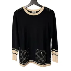 C450 LANVIN SPORT ランバンスポール ツイードポケット ニットセーター ネイビー 40 Lのサムネイル