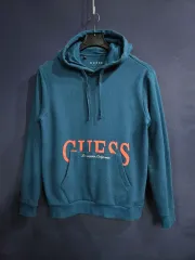 GUESS ダークブルー メンズ オーバーサイズ 100 ポケット フーディーTシャツ