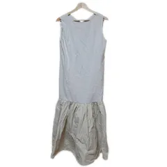 Mystrada(マイストラーダ) ワンピース サイズ38 M レディース - ベージュ クルーネック/ノースリーブ/マキシ丈/ギャザー/異素材切替