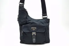プラダ ショルダーバッグ メッセンジャー BT0520 三角ロゴプレート 斜め掛け マチ無し Unisex テスート ナイロン 紺 ネイビー PRADA 5087h