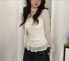 【トップス】チョーカー付きレーストップス