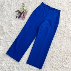 フォロワー限定お得なクーポン配布中！ 『ZARA』ザラ　スラックスパンツ　ワイドパンツ　ハイウエスト　ポケット　センタープレス　青(L)