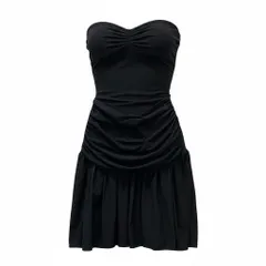44b17 BALENCIAGA バレンシアガ ベアトップミニワンピース ストレッチギャザーワンピース 36サイズ ブラック レディース 女性用u02tのサムネイル