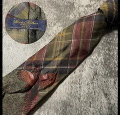 Brooks Brothers ブルックスブラザーズ イエロー グリーン チェック シルク ネクタイ[MSE198]