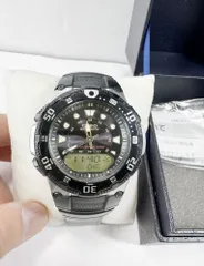 【HY】【美品】CASIO Wave Ceptor WVA-107HJ-1AJF 電波時計 アナデジ 4771モジュール搭載 クォーツ 10気圧防水 ワールドタイム フルオートカレンダー[送料無料(一部地域を除く)]HY003
